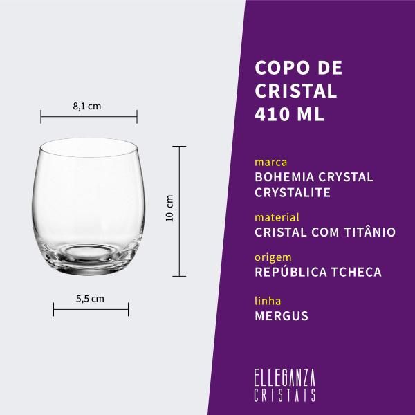 Imagem de Jogo com 2 Copos De Cristal Para Whisky 410 ml Linha Mergus Bohemia