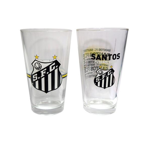 Imagem de Jogo com 2 Copos de Vidro 475ml Oficial Licenciado Santos