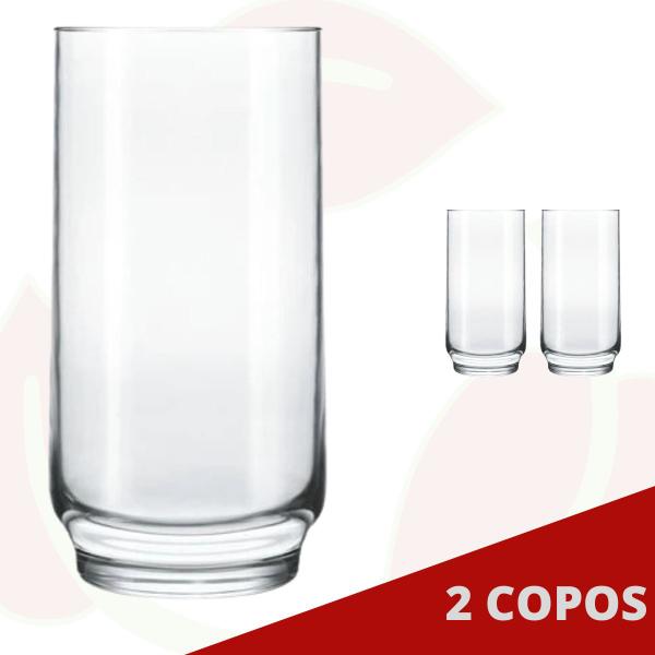 Imagem de Jogo com 2 Copos de Vidro Lights 300ML Long Drink Bebidas Suco