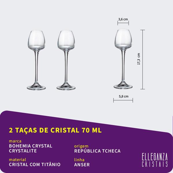 Imagem de Jogo com 2 Taças De Cristal Para Licor 70 ml Anser Bohemia