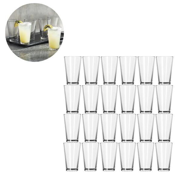 Jogo Com 24 Copos Vidro Londres 240ML Bebidas Sucos Agua Luxo - PRATICASA Imagem de Jogo Com 24 Copos Vidro Londres 240ML Bebidas Sucos Agua Luxo