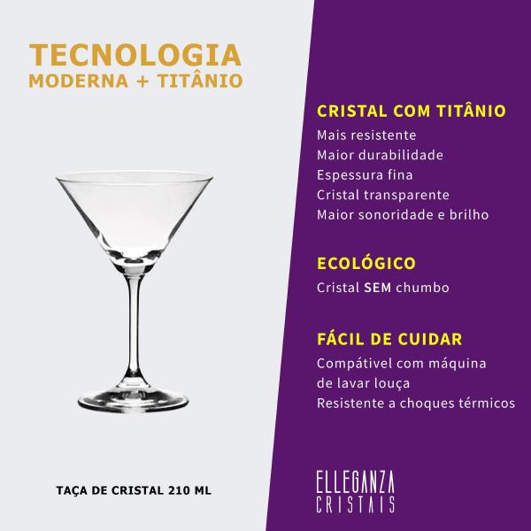 Imagem de Jogo com 3 Taças De Cristal Para Martini 210 ml Roberta Bohemia