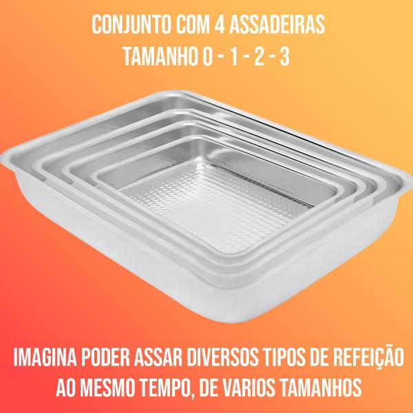 Imagem de Jogo Com 4 Formas Assadeira Martelada Borda Alta Tamanho 0 1 2 3  Alumínio