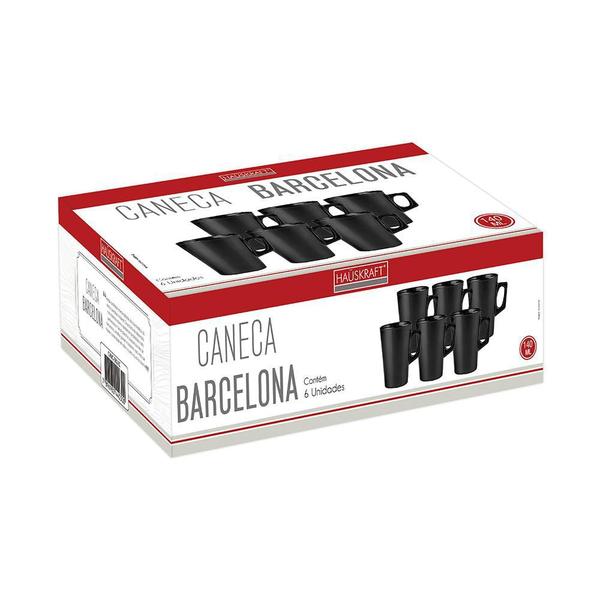 Imagem de Jogo com 6 Canecas Barcelona em Vidro Preto 140ml - Hauskraft