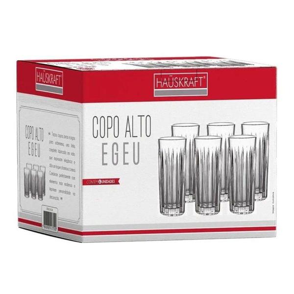 Imagem de Jogo Com 6 Copos Alto de Vidro Egeu Hauskraft 390ml