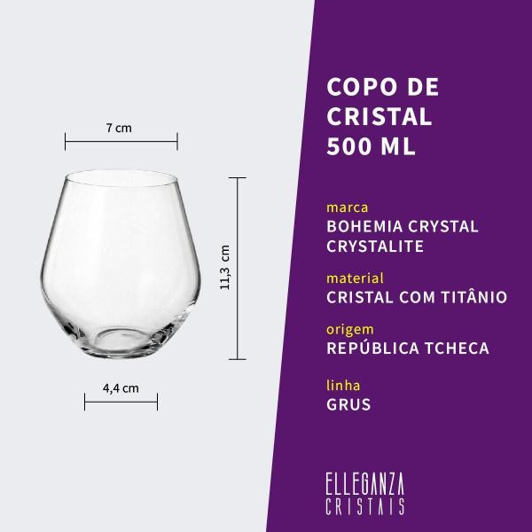 Jogo Com 6 Copos De Cristal Whisky 500 Ml Linha Grus Bohemia - Bohemia Crystal Imagem de Jogo Com 6 Copos De Cristal Whisky 500 Ml Linha Grus Bohemia