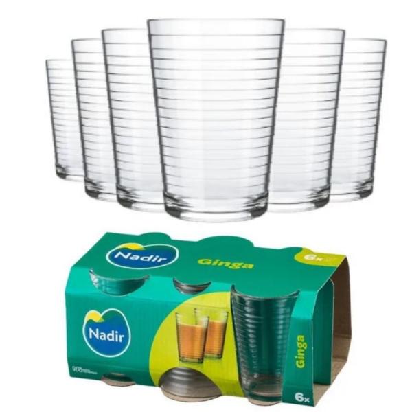 Jogo com 6 Copos Ginga 265ml + Jarra Tango 1,5L Nadir Suco - Nadir Figuereido Imagem de Jogo com 6 Copos Ginga 265ml + Jarra Tango 1,5L Nadir Suco