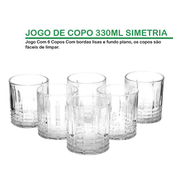 Imagem de Jogo Com 6 Copos Whisky Vidro 330ml Drink Requinte/Simetria