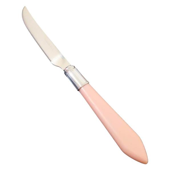 Imagem de Jogo com 6 Facas de Corte Aço Inox Cabo Acrílico Mother Pearl Rosa 23,5cm