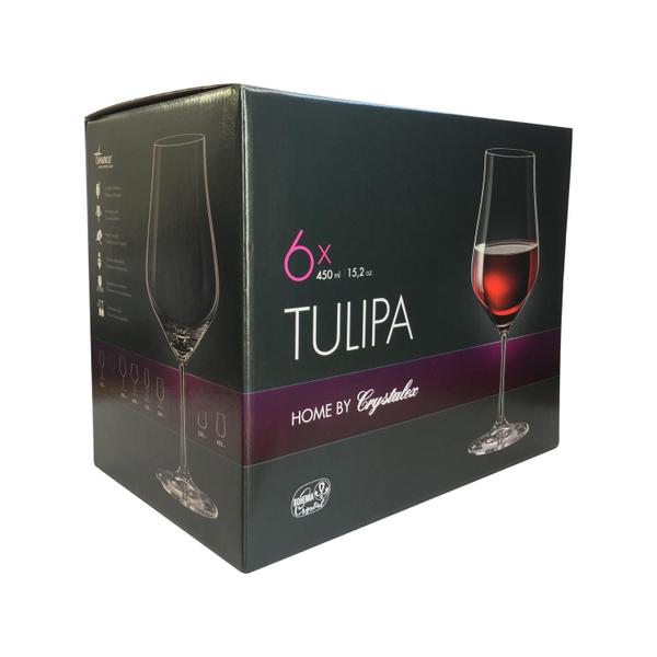 Imagem de Jogo com 6 Taças de Cristal Para Água ou Vinho 450 ml Tulipa Bohemia