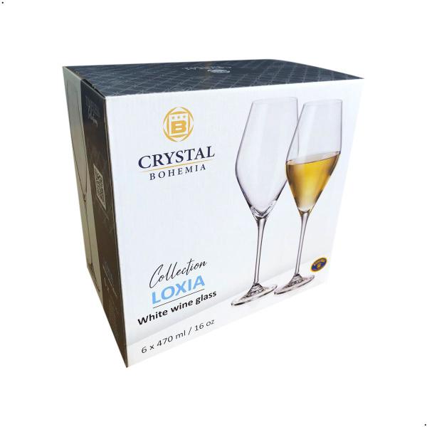 Imagem de Jogo com 6 Taças de Cristal para Vinho Branco com 470 ml Linha Loxia Bohemia