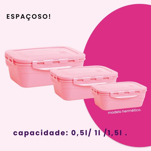 Imagem de Jogo com 9 Potes Herméticos s Lp House Com capacidades de 500ml, 1000ml e 1500ml