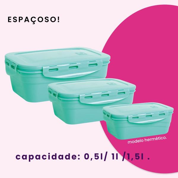 Imagem de Jogo com 9 Potes Herméticos s Lp House Com capacidades de 500ml, 1000ml e 1500ml