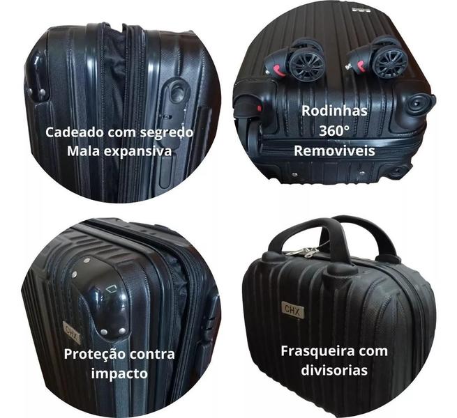 Imagem de Jogo Conjunto 2 Malas De Viagem Bordo 1P+ 1Pp+ 2 Frasqueiras