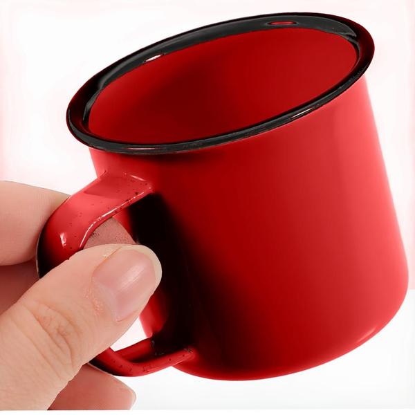 Imagem de Jogo Conjunto De Caneca Esmaltada Retro Branca 150ml Xicara