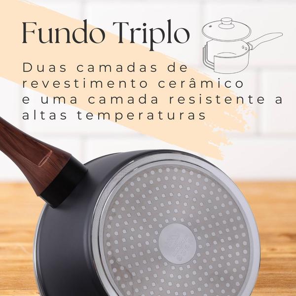 Imagem de Jogo Conjunto De Panelas 10 Pçs Cerâmica Indução Fogão A Gás Indução Elétrico Anti Aderente Grossa 4mm Style Cook Cor Black Mimo Style