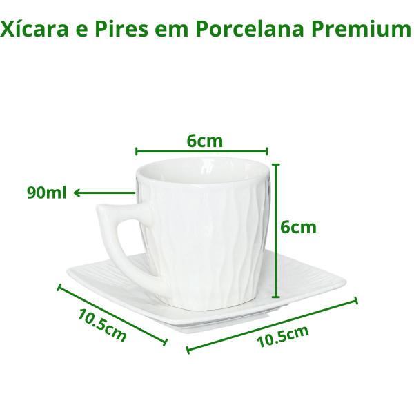Imagem de Jogo Conjunto de Xícaras Café Porcelana Branca Premium com 6 peças 90ml