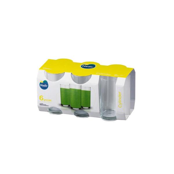 Imagem de Jogo Copo Cylinder Agua e Suco Vidro 300ml - Kit 6 Unidades