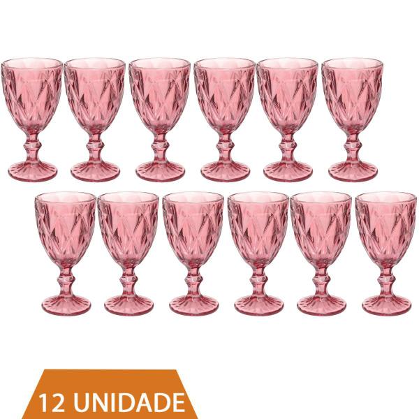 Imagem de Jogo Copo Taça Vidro Diamante Lilás Para Agua 300ml - 12Un