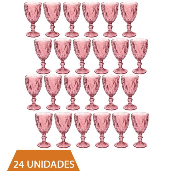 Imagem de Jogo Copo Taça Vidro Diamante Lilás Para Agua 300ml - 24Un