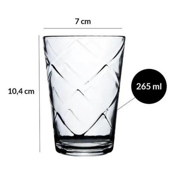 Imagem de Jogo Copos Água Suco Multiuso Vidro 265ml 6 Pcs 