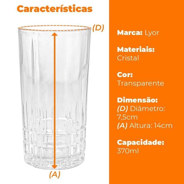 Imagem de Jogo Copos Cristal Transparente Calcutá 370Ml 6 Peças Lyor