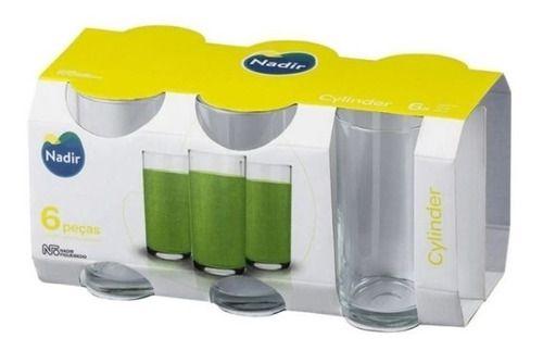 Imagem de Jogo Copos Vidro Suco Agua Cylinder 300 Ml Nadir 12 Unid