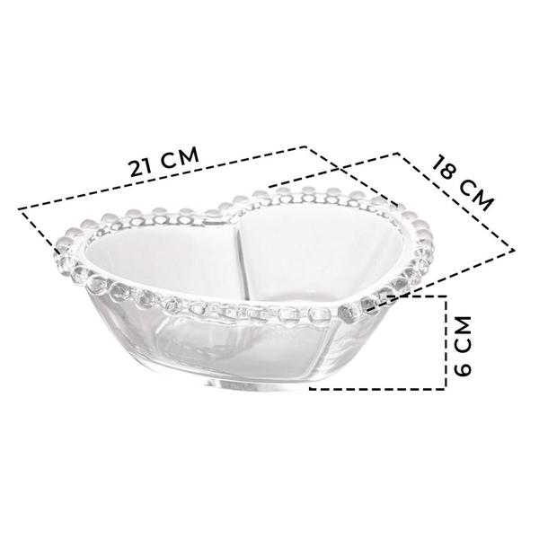 Imagem de Jogo Coração Saladeira + Pratinhos Pires 12cm + Tigelas Bowl De Cristal
