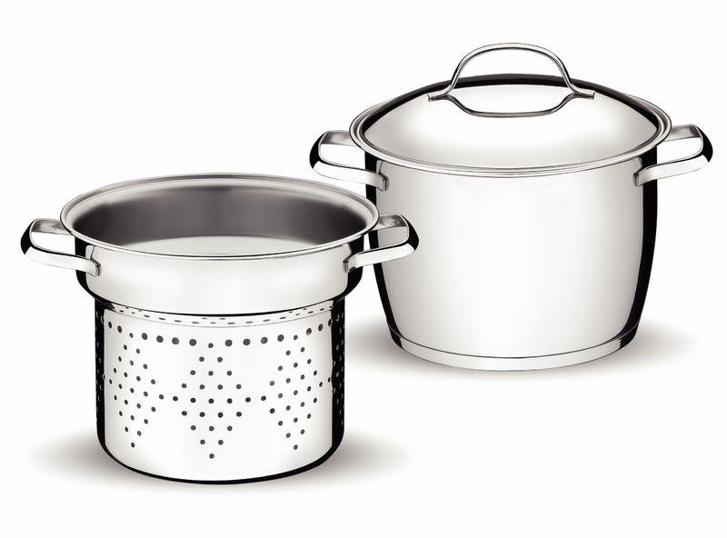 Imagem de Jogo Cozi-Pasta Allegra 20 cm 4 L em Aço Inox com Fundo Triplo 2 Peças Tramontina 65650/060