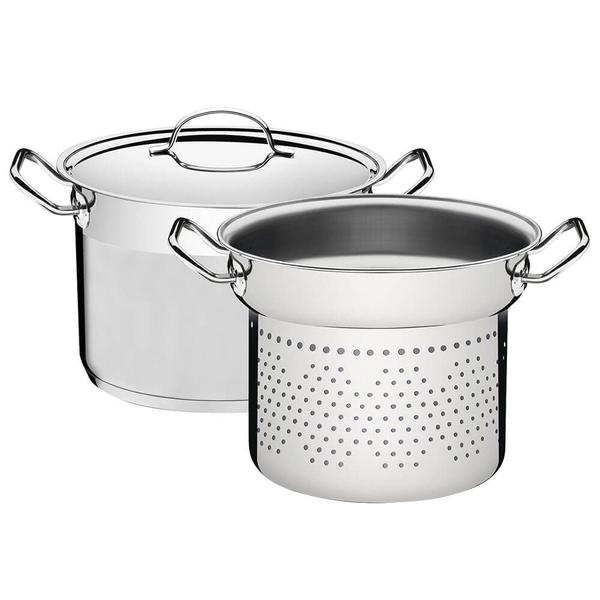 Imagem de Jogo Cozi-Pasta Tramontina Professional 2 Peças 24 cm em Aço Inox Fundo Triplo com Tampa Plana Detalhe Satinado 65620400