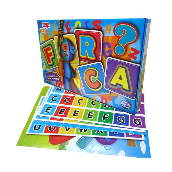 Imagem de Jogo da Forca Brinquedo Educativo com Peças Coloridas e Letras Grandes - Pais e Filhos