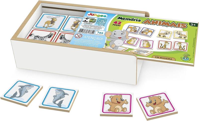 Jogo da Memória Animais 30 Peças Educativo Alfabetização Madeira Infantil Junges Diversão 4x4cm Imagem de Jogo da Memória Animais 30 Peças Educativo Alfabetização Madeira Infantil Junges Diversão 4x4cm