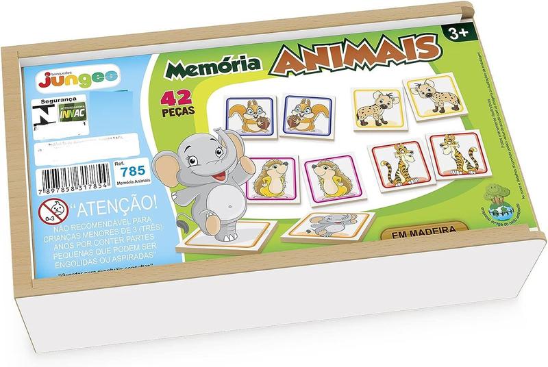 Jogo da Memória Animais 30 Peças Educativo Alfabetização Madeira Infantil Junges Diversão 4x4cm Imagem de Jogo da Memória Animais 30 Peças Educativo Alfabetização Madeira Infantil Junges Diversão 4x4cm