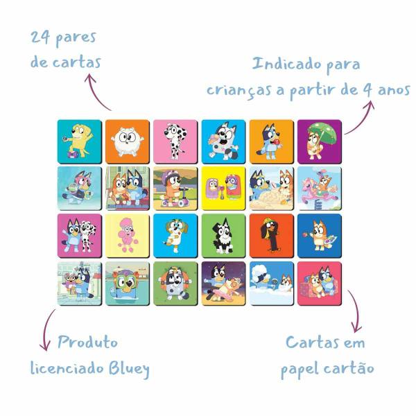 Imagem de Jogo Da Memória Bluey 24 Pares De Cartas Original  Elka  Desenho Disney Bingo Crianças +4 Anos