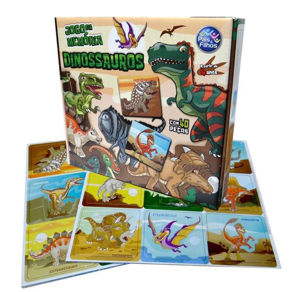 Imagem de Jogo Da Memória Dinossauros 40 Peças Educativo E Divertido