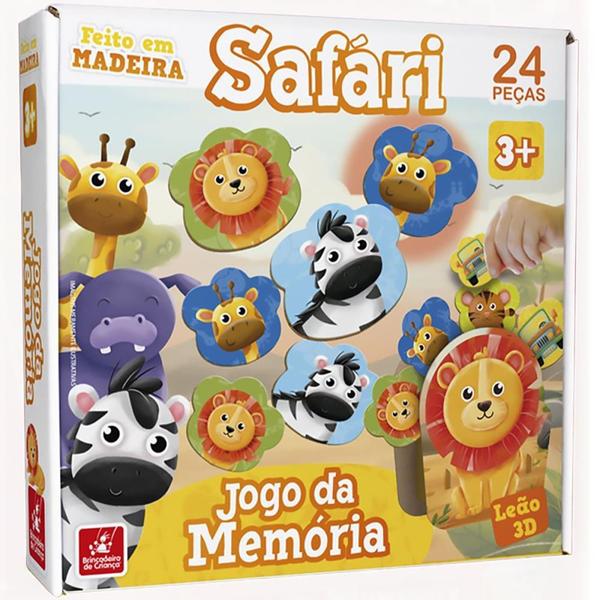 Imagem de Jogo da Memoria em Madeira Safari Leao 3D 24PC