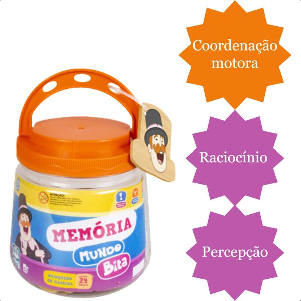Jogo Da Memória Mundo Bita Infantil 24 peças Coordenação Motora Raciocínio Percepção +2 Anos Nig Brinquedos - 0691 Imagem de Jogo Da Memória Mundo Bita Infantil 24 peças Coordenação Motora Raciocínio Percepção +2 Anos Nig Brinquedos - 0691