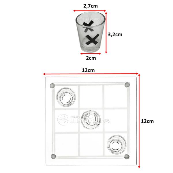 Imagem de Jogo Da Velha Tabuleiro De Vidro 9 Copos Shot Divertido Ideal Para Jogar Churracos SXFG5140
