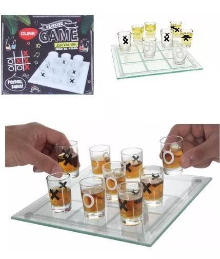 Imagem de Jogo da Velha Tabuleiro de Vidro Bebidas Drinks Shot Tequila