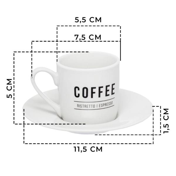 Imagem de Jogo De 2 Bowls Brancas 440ml Com Conjunto De Xícaras E Pires Para Café 80ml