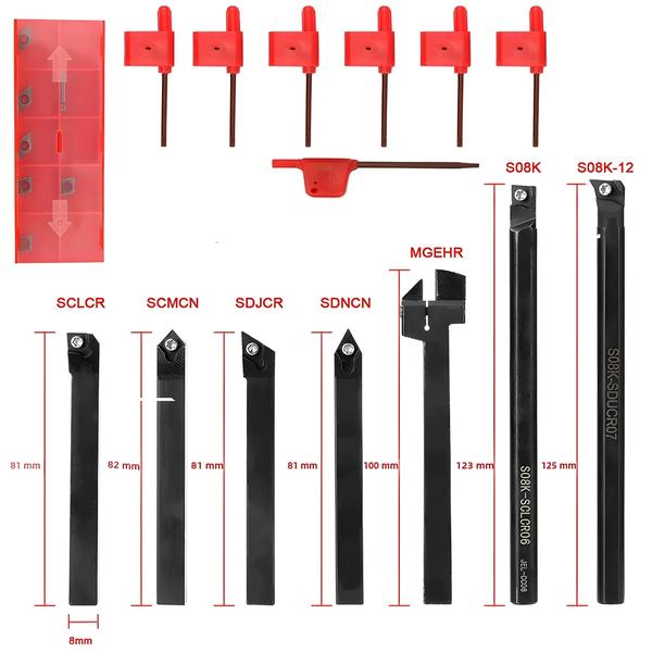 Imagem de Jogo de 21 Ferramentas de Torneamento com Haste de 8mm, 10mm e 12mm