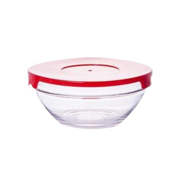 Imagem de Jogo de 3 Potes Tigela Vidro Tampa Plástico Bowls Hermética Vermelho - DOLCE HOME