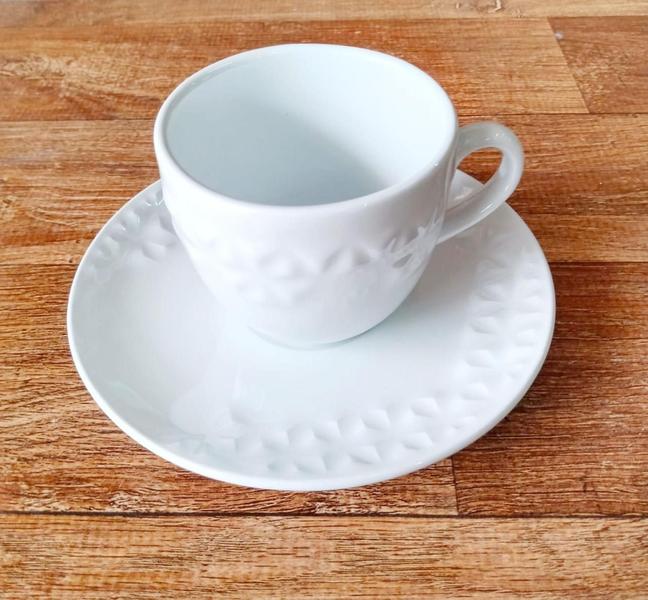 Imagem de Jogo de 3 xícaras de cafe com pires de porcelana oxford 75 ml  mia pérola  