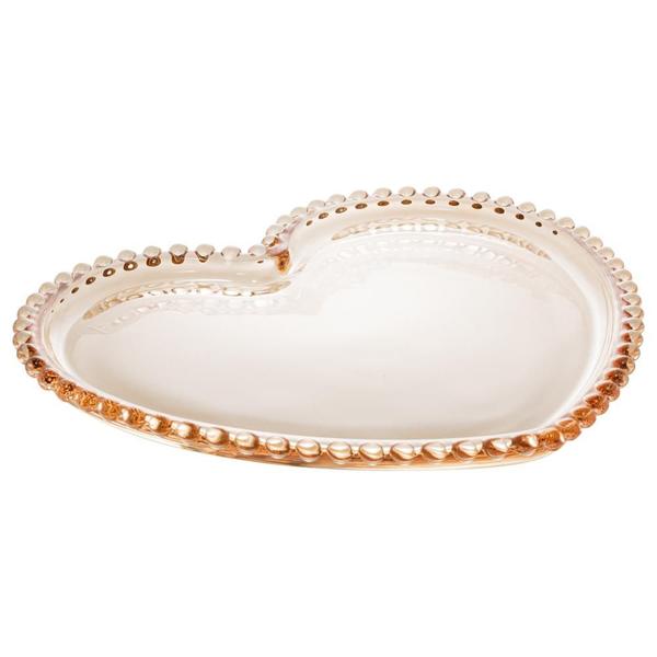 Imagem de Jogo de 4 Pratos Wolff Heart Pearl de Cristal Âmbar 17cm x 14,5cm x 1,5cm