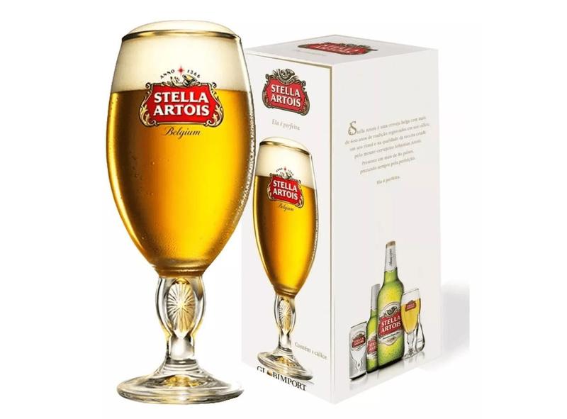 Imagem de Jogo de 4 Taças Cálice Stella Artois Borda Dourada