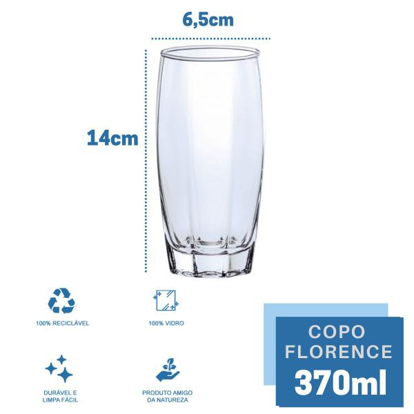 Imagem de Jogo De 6 Copos Vidro Florence Glamour 370ml Transparente