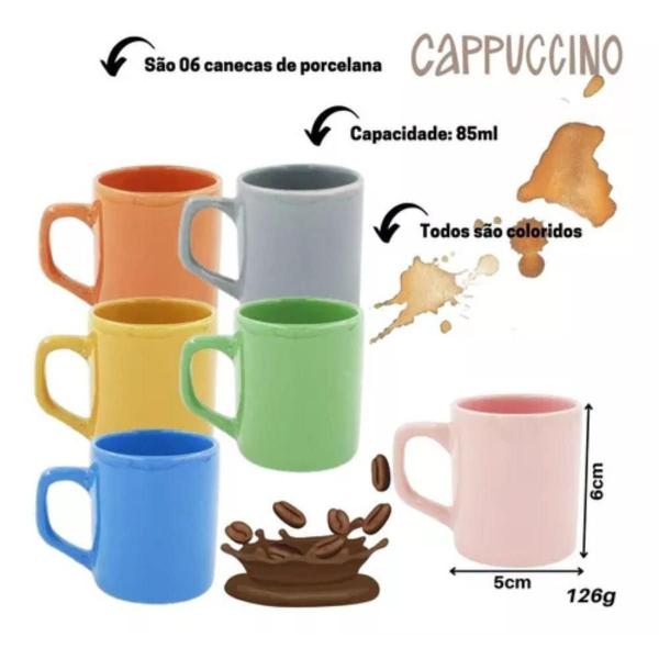 Imagem de Jogo De 6 Mini Canecas Xícaras P/ Café Coloridas