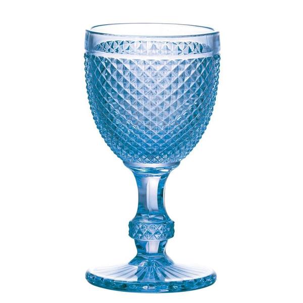 Imagem de Jogo de  6 Pc Taça P/Água De Vidro Bico De Jaca Azul 255Ml - Bon gourmet