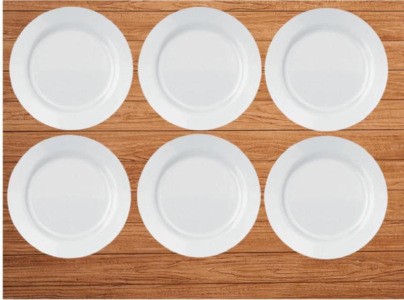 Jogo de 6 Pratos 26,5cm Raso Menu Branco de Vidro Buffet 500gr Duralex - Nadir Figueiredo Imagem de Jogo de 6 Pratos 26,5cm Raso Menu Branco de Vidro Buffet 500gr Duralex