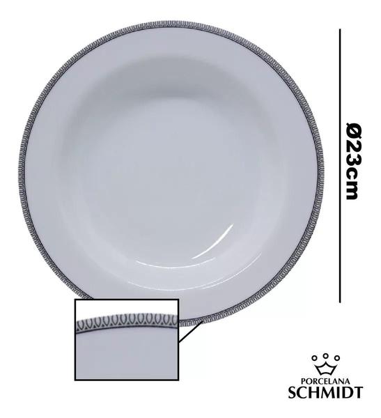 Imagem de Jogo De 6 Pratos Fundos Porcelana Schmidt Aline 23Cm Branco